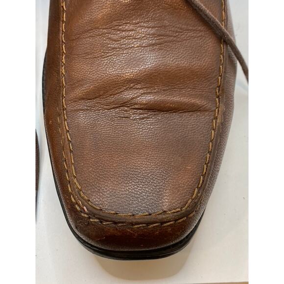 RUOSH Men's Brown Leather Round-Toe Lace-Up Low-Top Loafers SZ UK9 (US10) - Picture 3 of 9